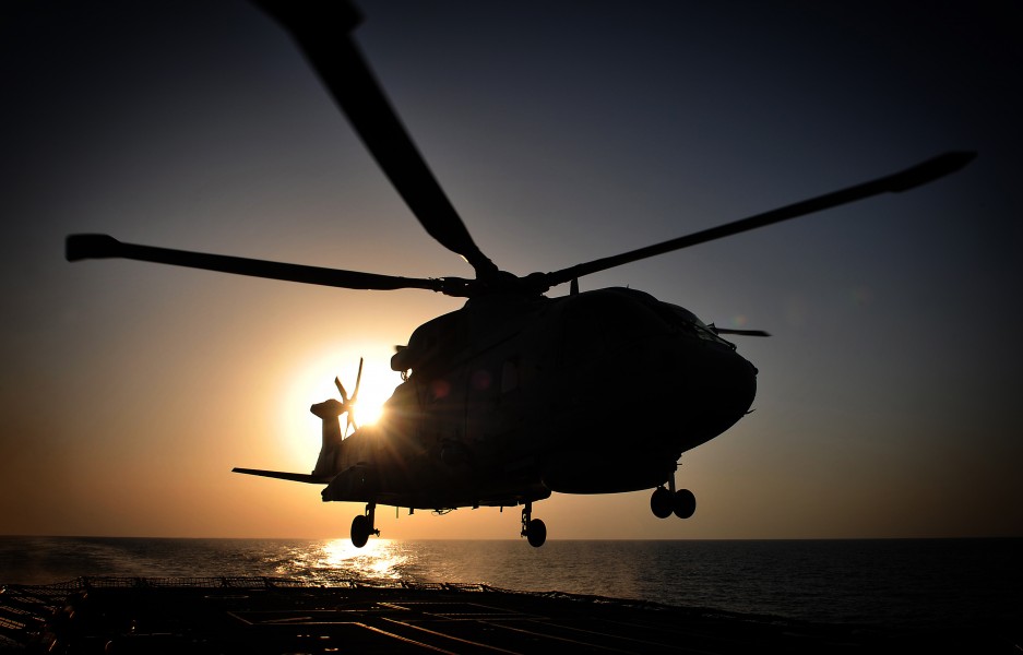 Royal Navy Merlin Helicopter Lands Onboard HMS Somerset Near Iraq MOD 45152086