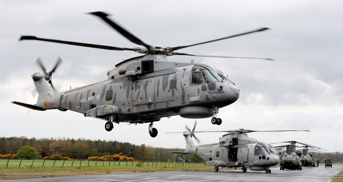 Royal Navy Merlin Helicopter with CHF During Exercise Scottish Lion MOD 45153930