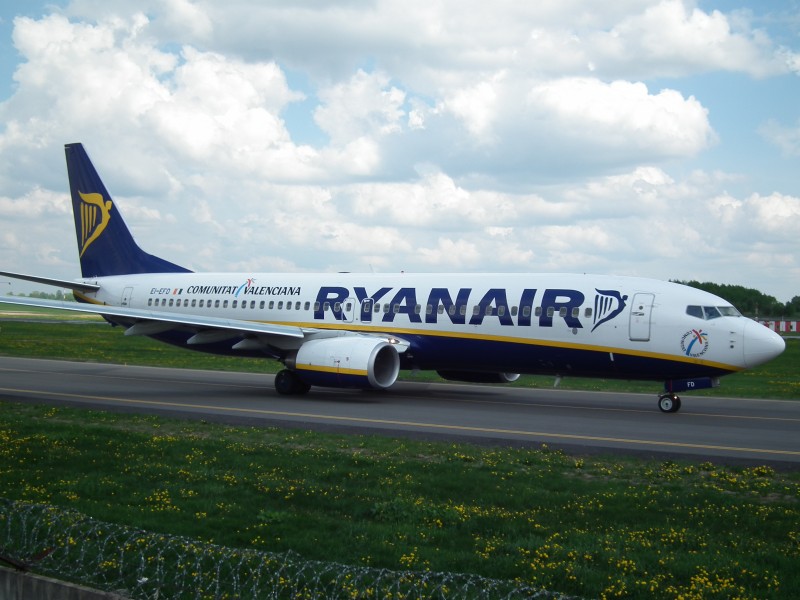 Ryanair Boeing 738 taxiing at Vilnius airport