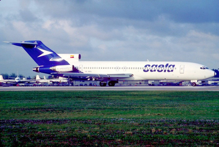 SAETA Ecuador Boeing 727-282; HC-BRG@MIA, December 1991 DDX (5444780635)