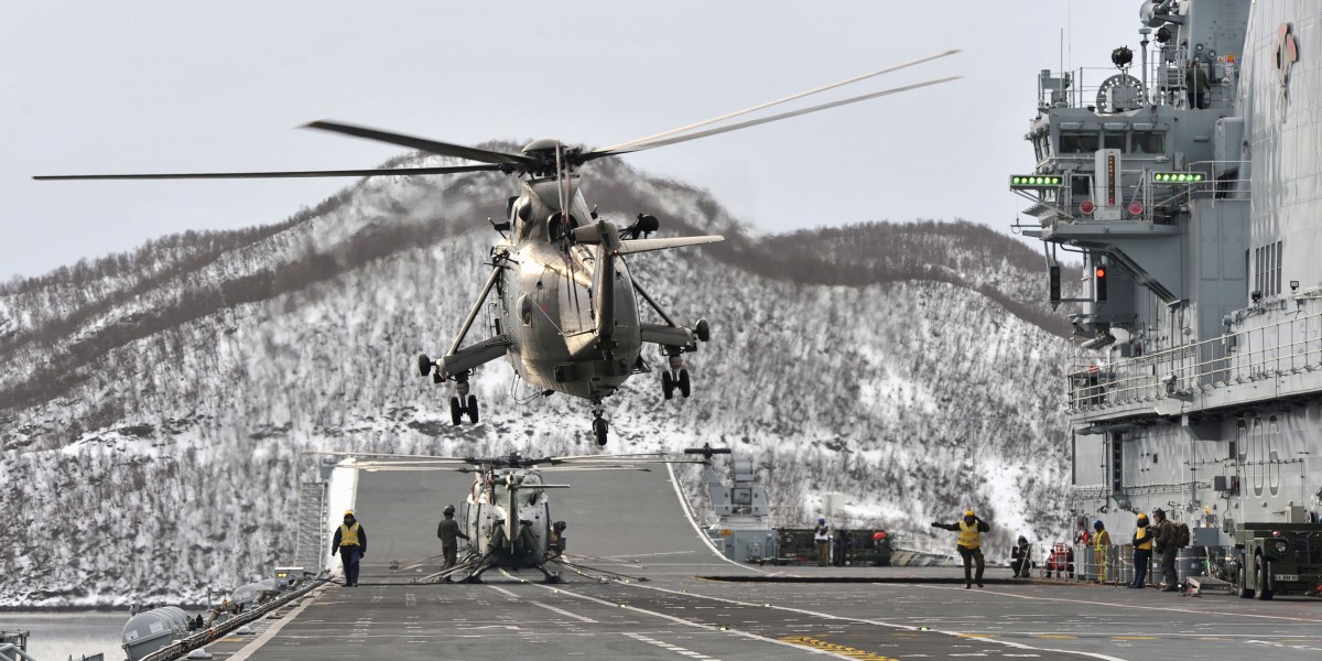 Sea King Lifting Off from HMS Illustrious near Norway MOD 45156186