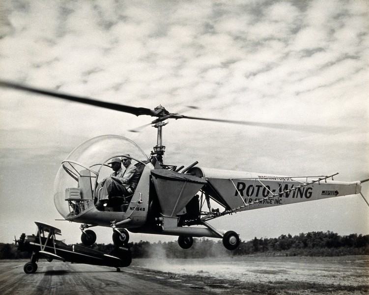 Sir Gordan Covell in a helicopter, Beltsville, Maryland. Pho Wellcome V0028086