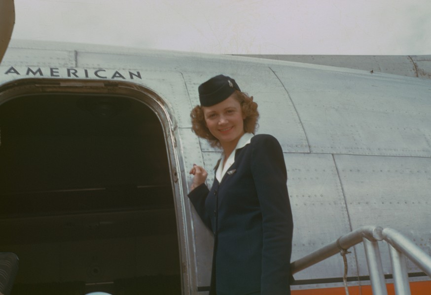 Stewardess, circa 1949-50, American Overseas, Flaghip Denmark, Boeing 377 Stratocruiser