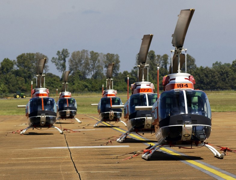 US Navy 040915-N-3659B-004 TH-57 Sea Ranger Helicopters sit on the flight line at Millington Municipal Airport
