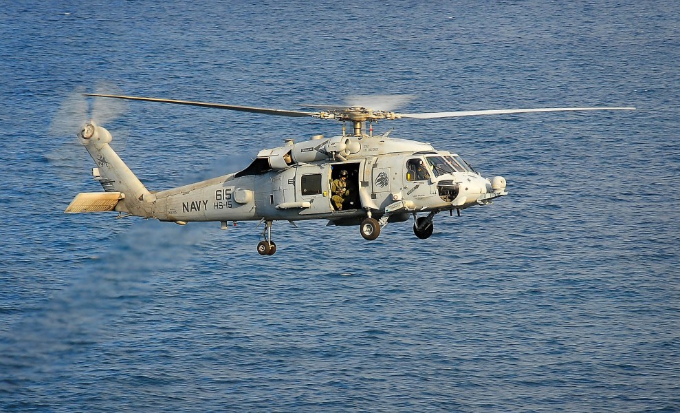 US Navy 100113-N-4774B-875 An SH-60F Sea Hawk assigned to the Red Lions of Helicopter Squadron (HS) 15 lands aboard the Nimitz-class aircraft carrier USS Carl Vinson (CVN 70)