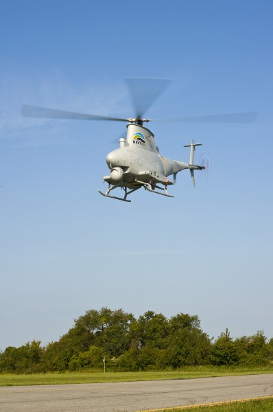 US Navy 110930-N-JQ696-401 An MQ-8B Fire Scout unmanned aerial vehicle (UAV) successfully completes the first unmanned biofuel flight at Webster Fi