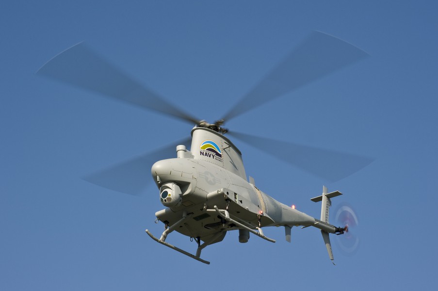 US Navy 110930-N-JQ696-408 An MQ-8B Fire Scout unmanned aerial vehicle (UAV) successfully completes the first unmanned biofuel flight at Webster Fi