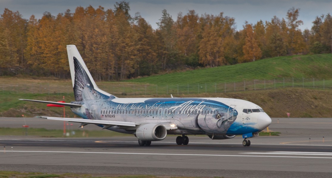 Wild Alaska Salmon 737 starting its takeoff roll at ANC (6863668153)