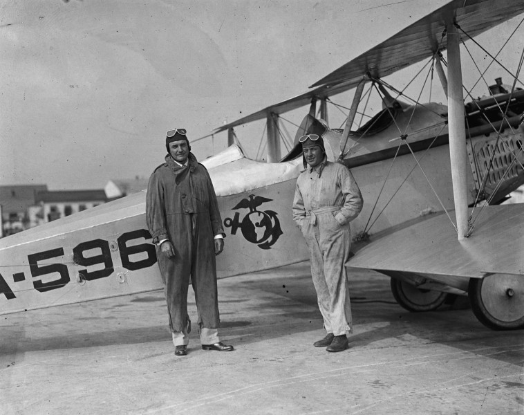 William R. Coyle with USMC officer and VE-7 plane 1925