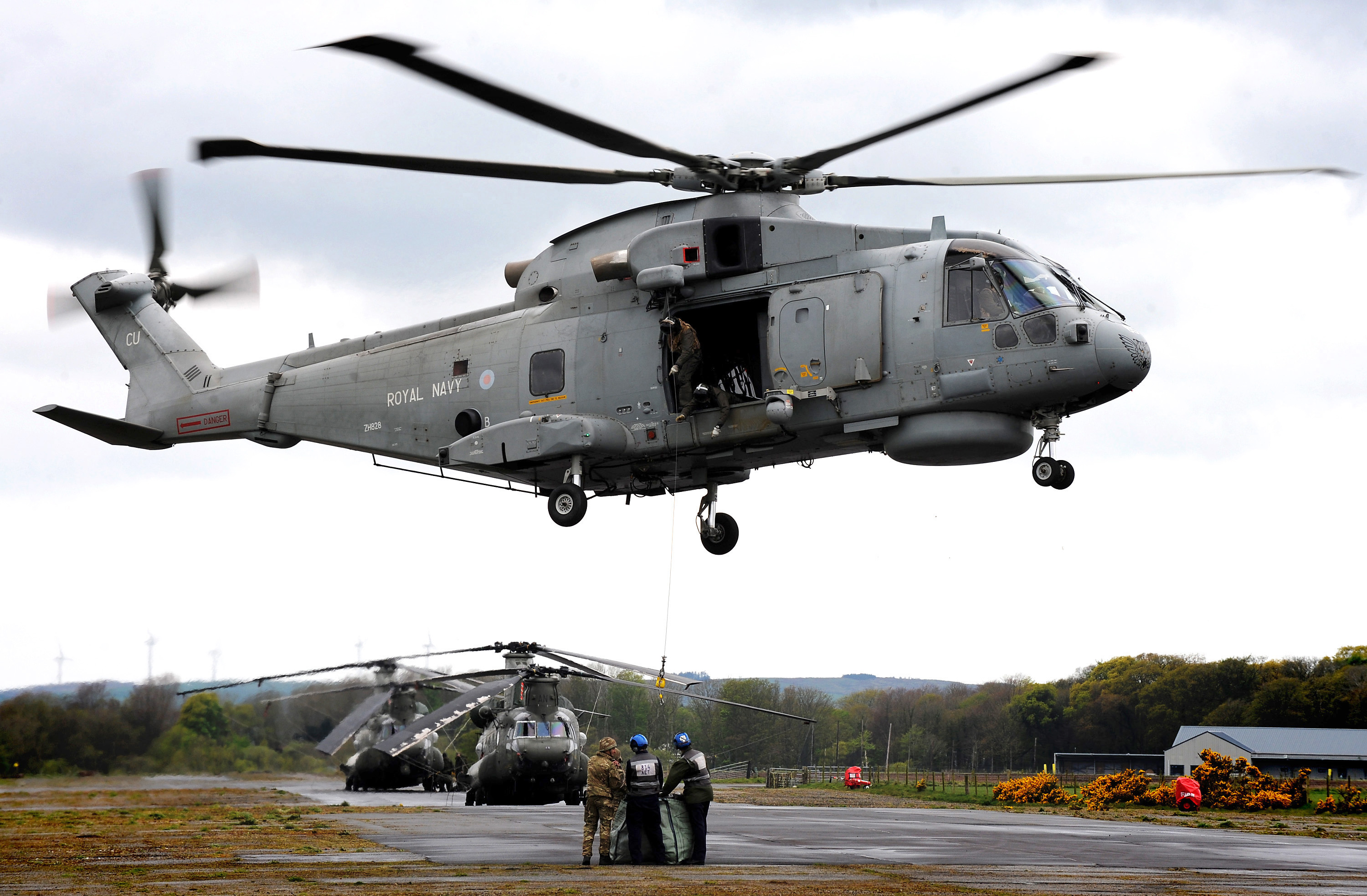 Royal Navy Merlin Helicopter with CHF MOD 45153926
