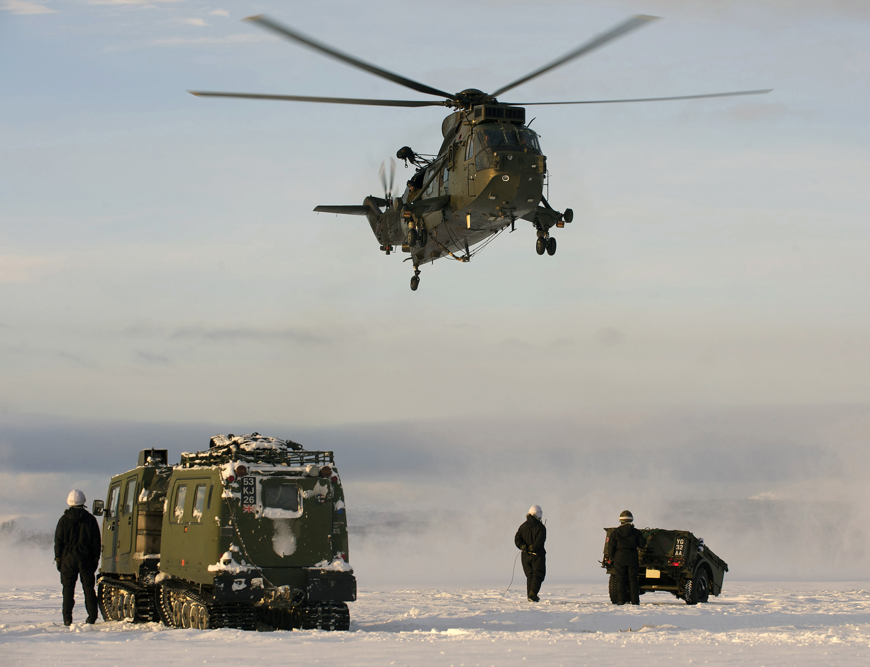 Royal Navy Sea King Mk4 Helicopter Practices Load Lifting Drills in Norway MOD 45153637