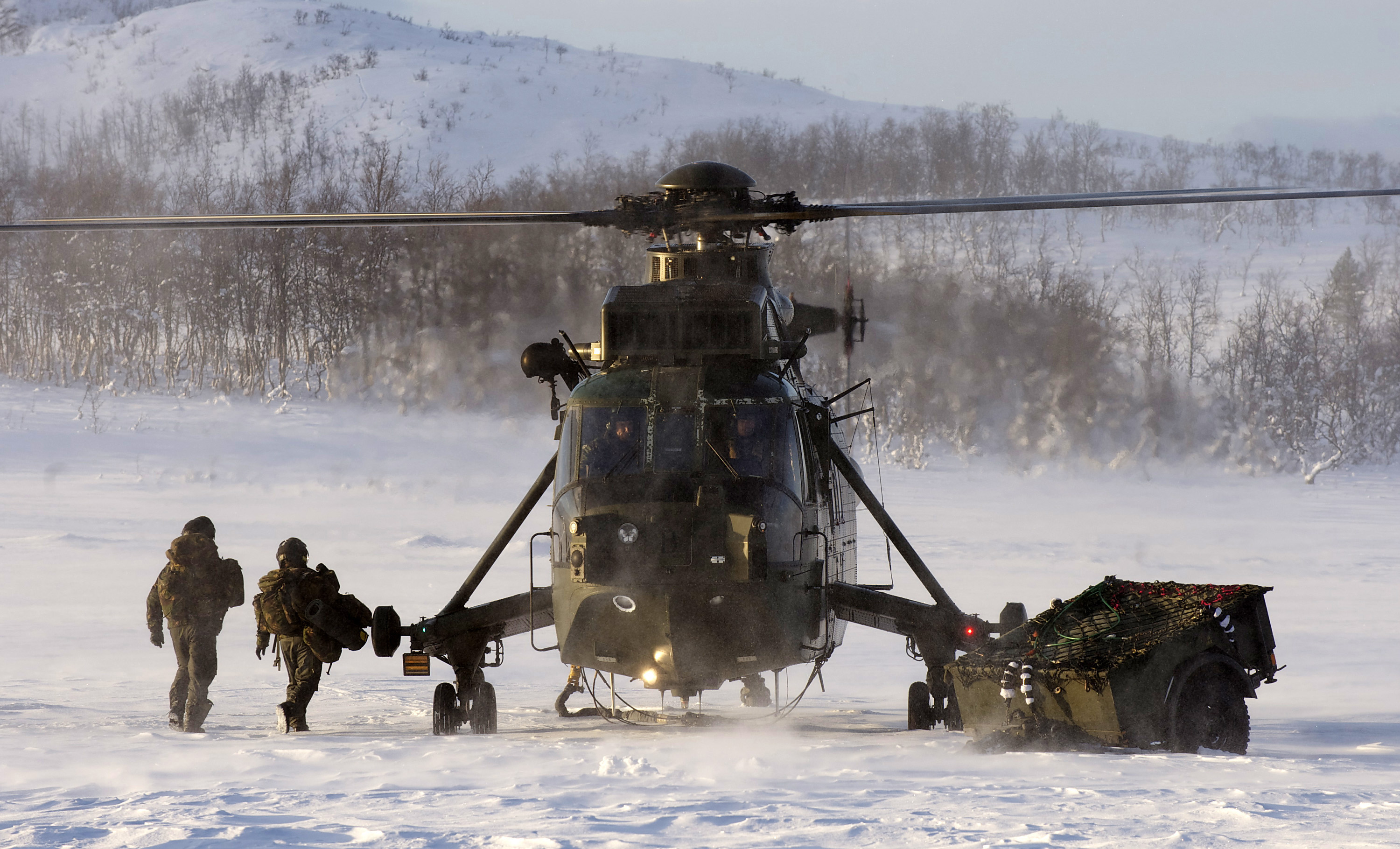 Royal Navy Sea King Mk4 HelicopterConducting Arctic Training in Norway MOD 45153643