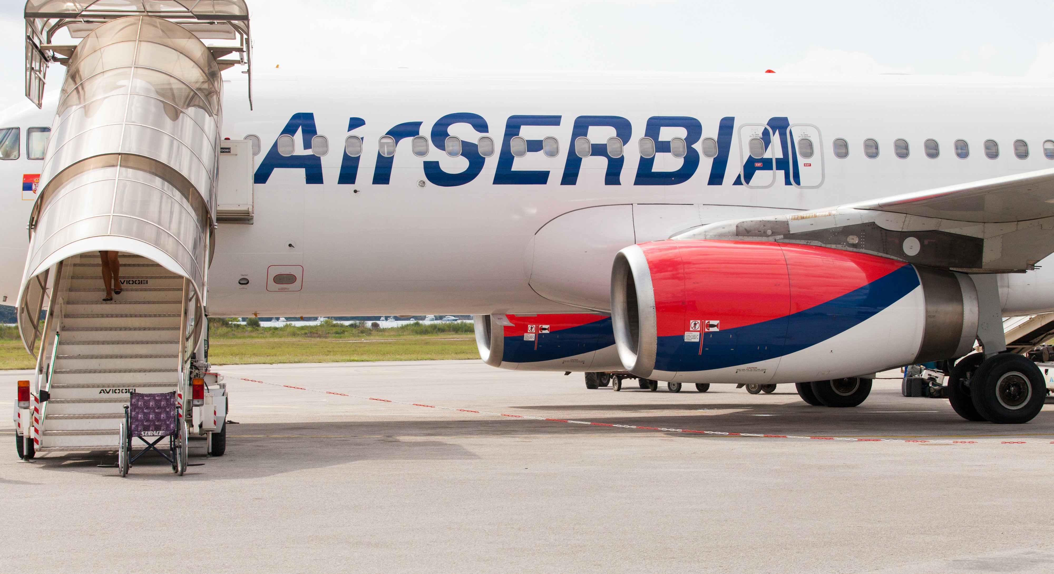 an Air Serbia airplane photographed in Tivat, Montenegro in August 2014, picture 2