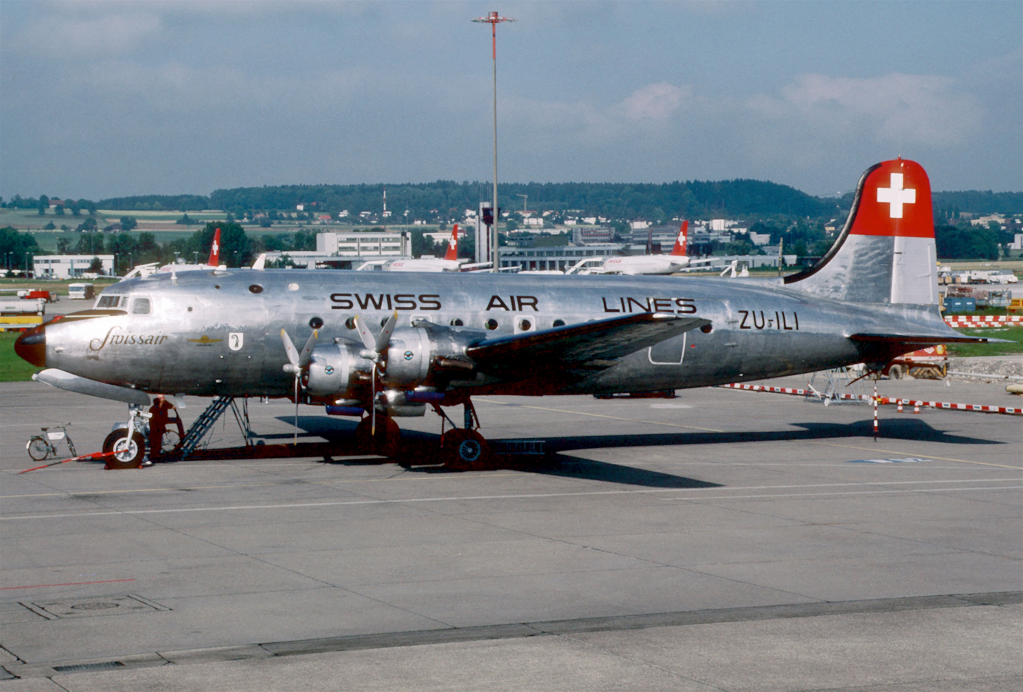 Swiss Air Lines Douglas DC-4-1009; ZU-ILI@ZRH, September 1997 BSC (5552617183)