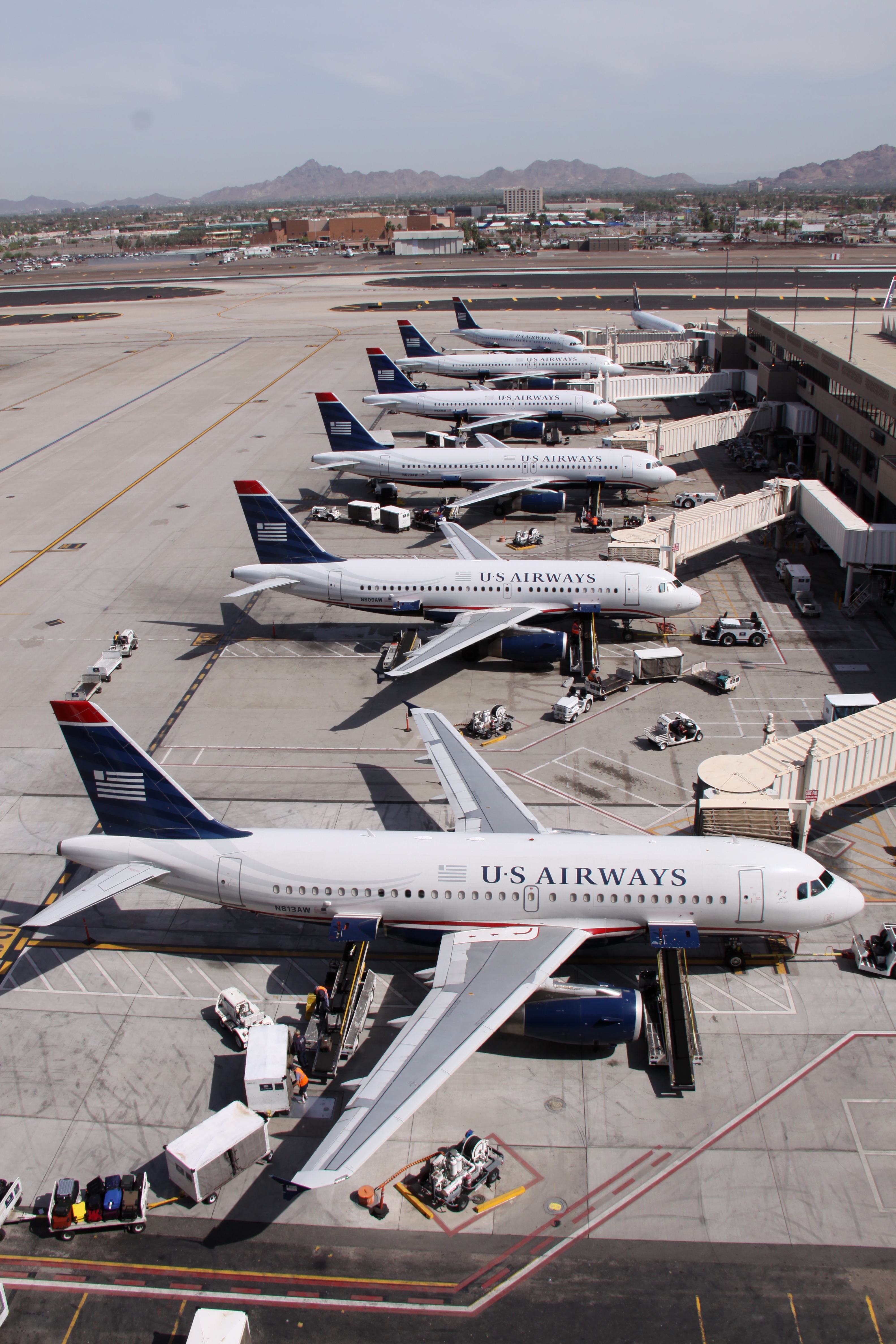 US Airways Airbus Line Up At Phoenix Sky Harbor International