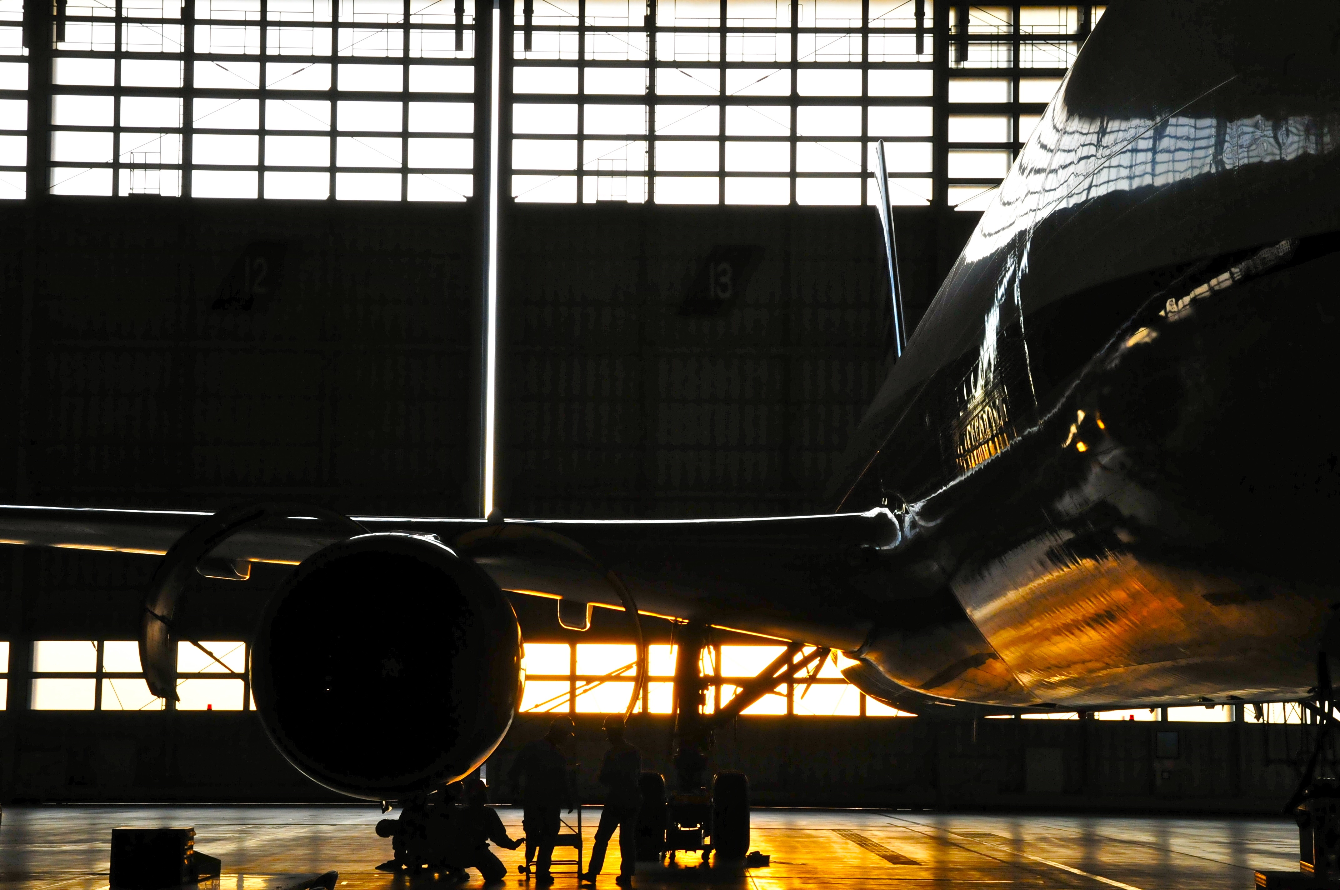 Aircraft undergoing maintenance