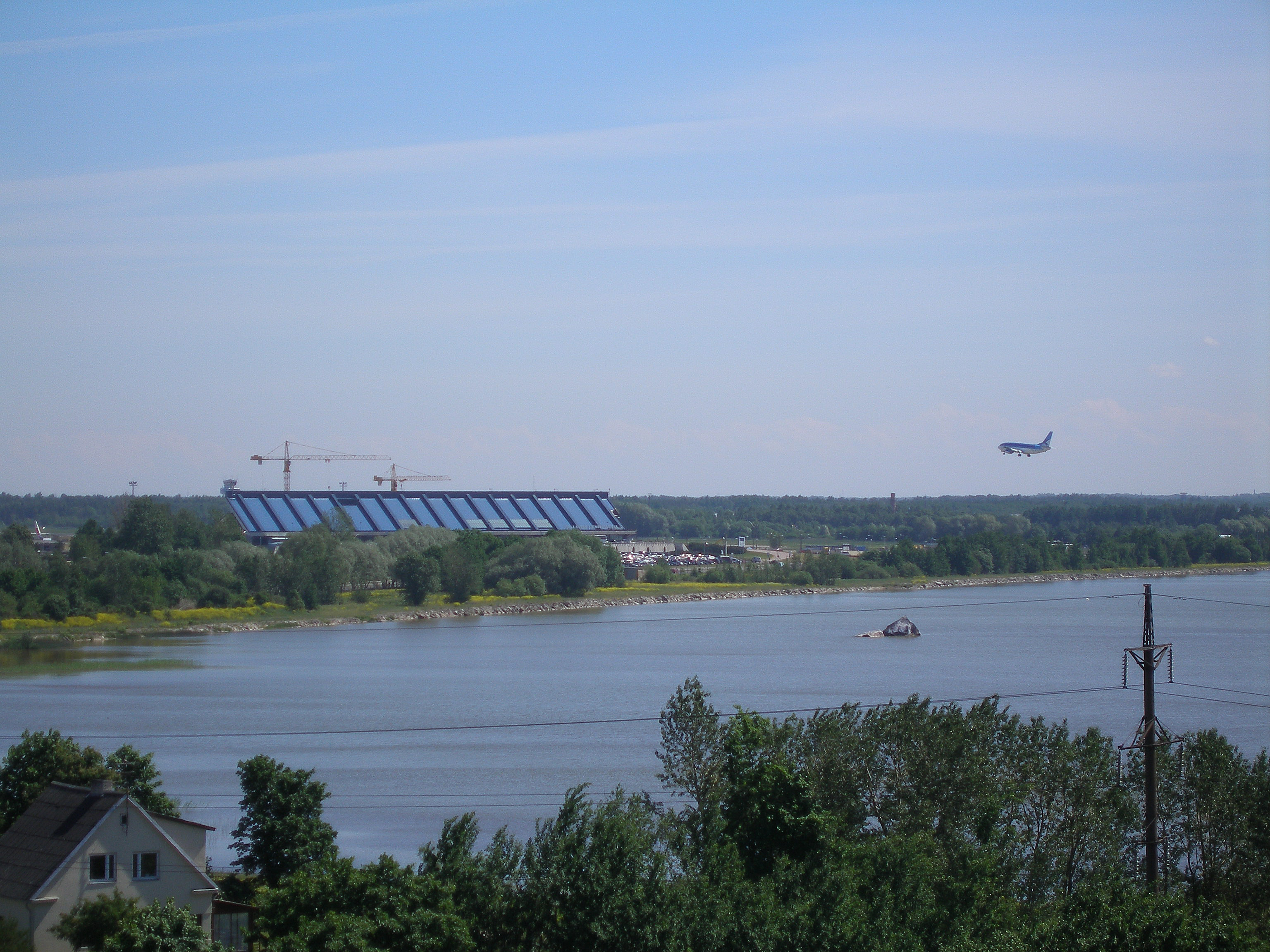 Airplane landing at Tallinn Airport