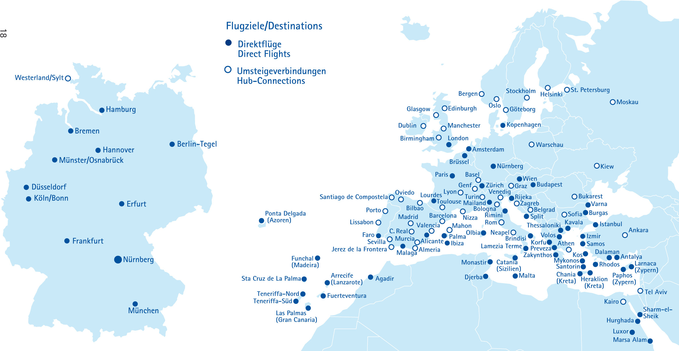 Flugziele Sommerflugplan 2009 Airport Nürnberg