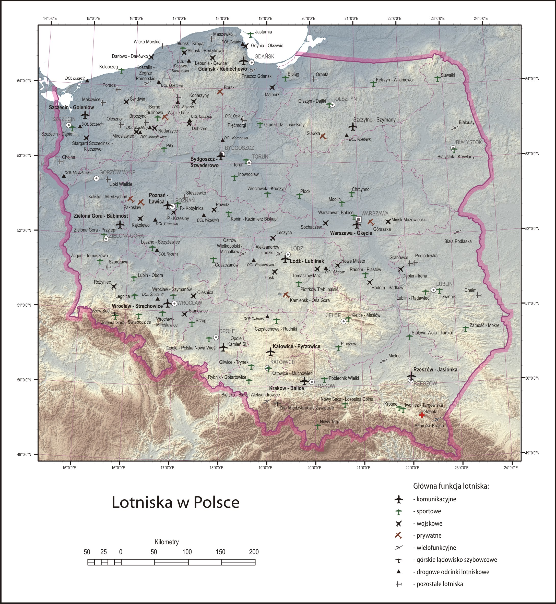 Polskie lotniska-mapa (2008)