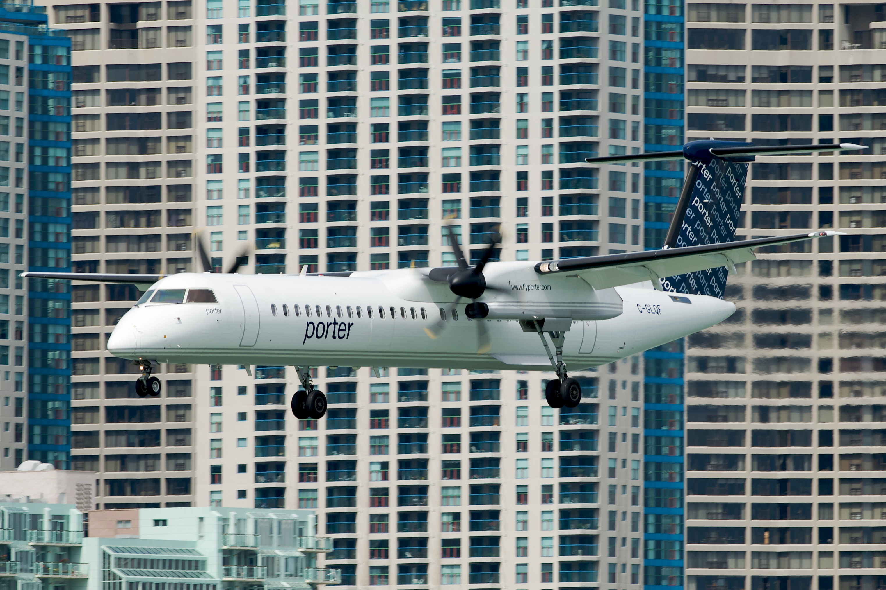 Porter Airlines Dash 8 in Billy Bishop Toronto City Airport YTZ in July 2008