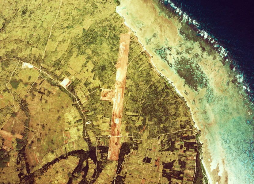 Aerial photographs airport runway Aguni in new construction 1977