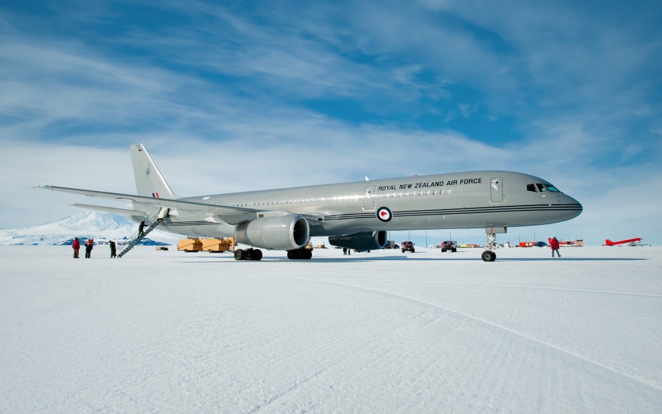 Air Force Boeing 757 in Pegasus Field Antarctica