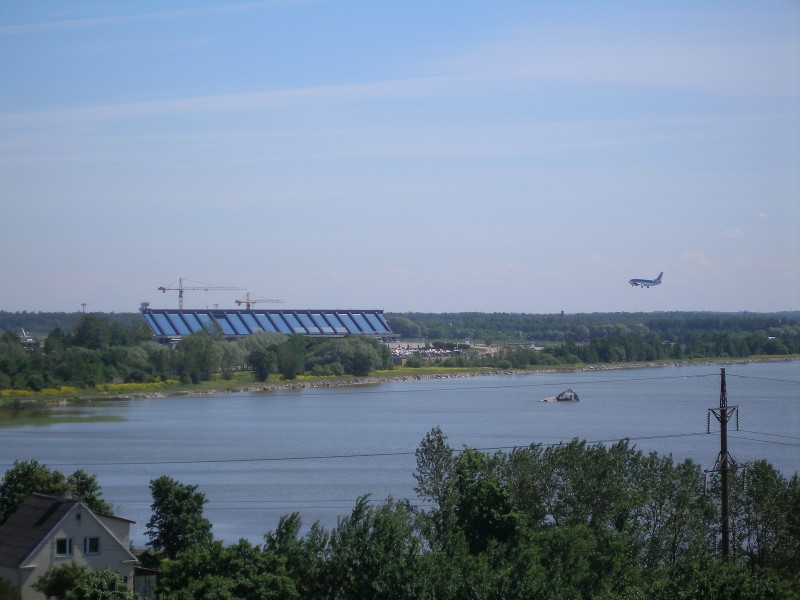 Airplane landing at Tallinn Airport