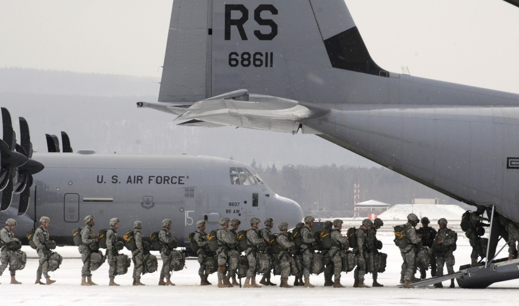 Defense.gov News Photo 120210-F-WY074-941 - U.S. Army paratroopers from the 173rd Airborne Brigade Combat Team from Vicenza Italy file into a C-130J Super Hercules at Ramstein Air Base