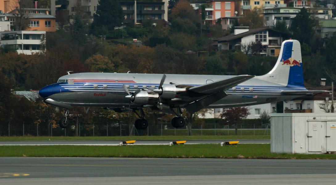 Douglas DC-6 landing at Innsbruck
