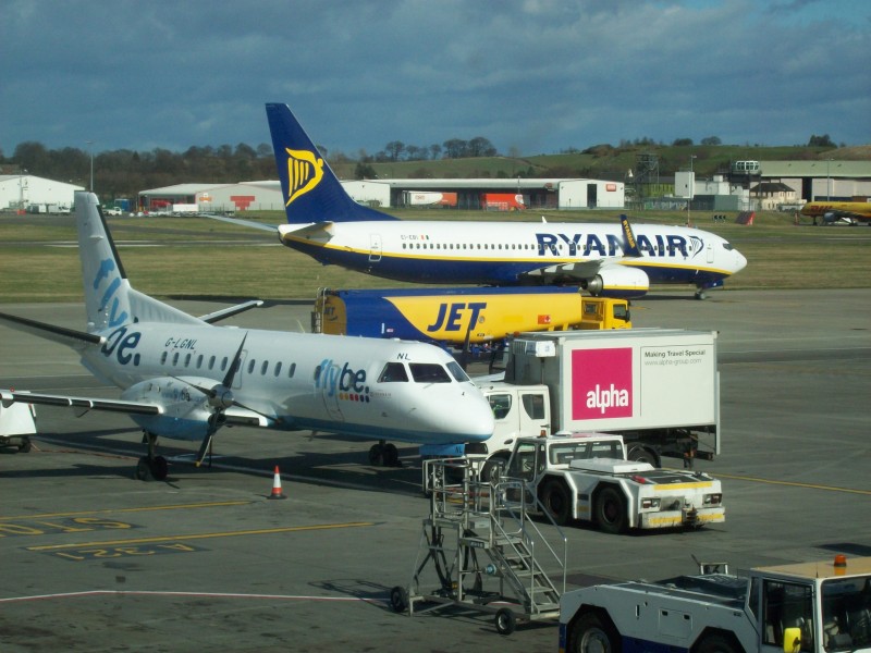 Edinburgh Airport Flybe and Ryanair aircraft