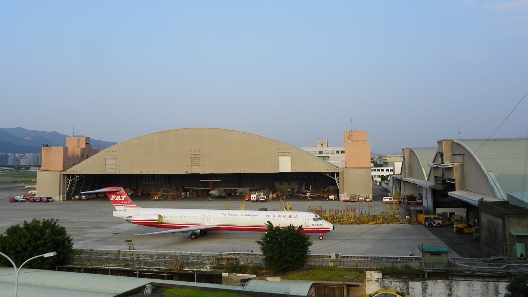 Far Eastern Air Transport MD-83 on Taipei Songshan Airport Hangar