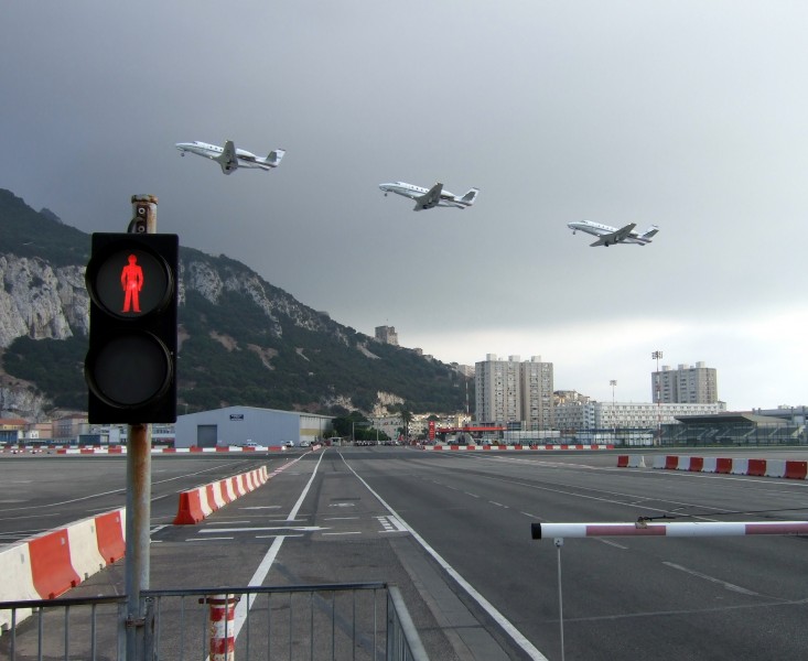 Gibraltar Airport jet take-off