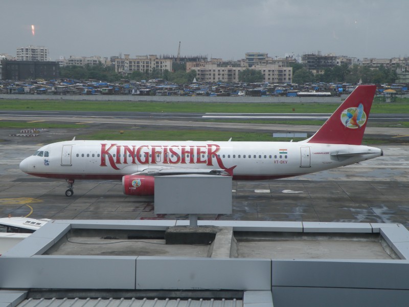 Kingfisher aircraft in front of terminal 1C at Mumbai airport