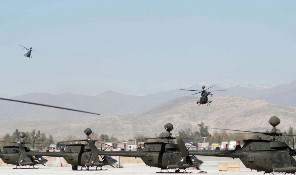 Kiowa helicopters at Jalalabad Airfield, Afghanistan