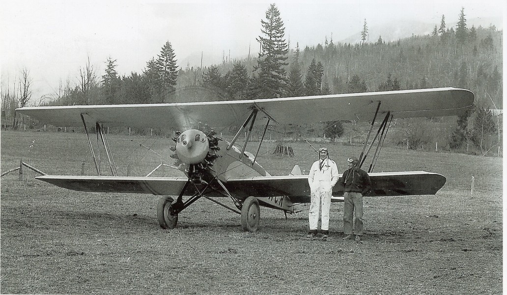 Roy Brett and Cecil McKenzie at Brett's airfield on Patterson Road Chilliwack