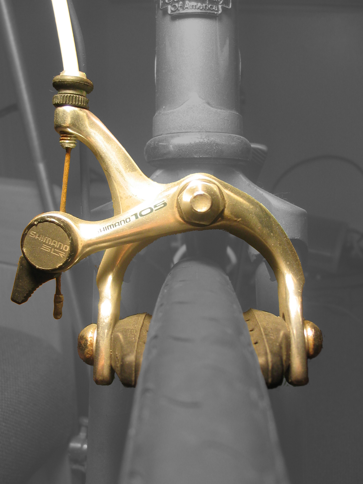 Bicycle caliper brake highlighted