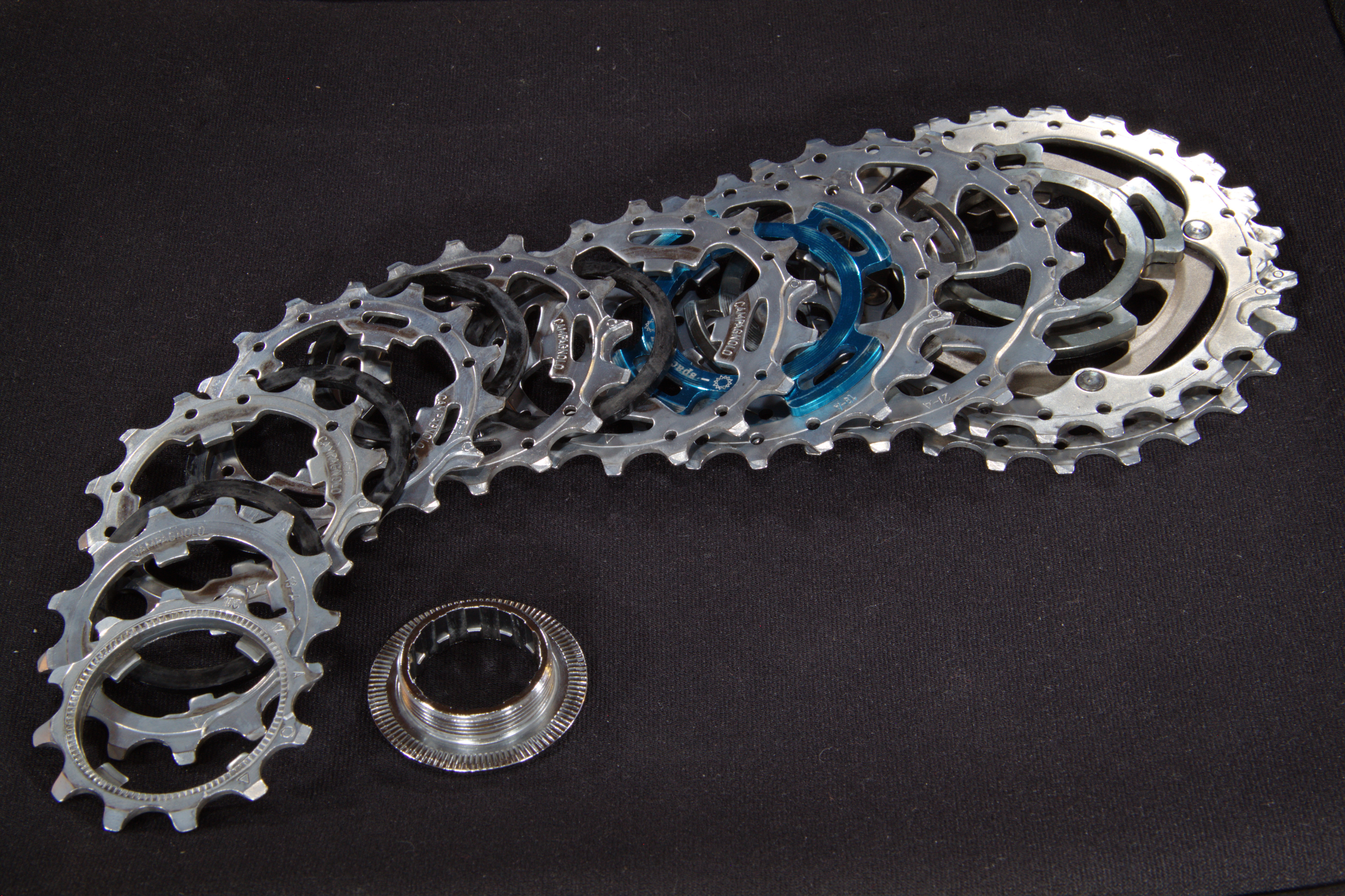 Disassembled Campagnolo Centaur cassette - side view