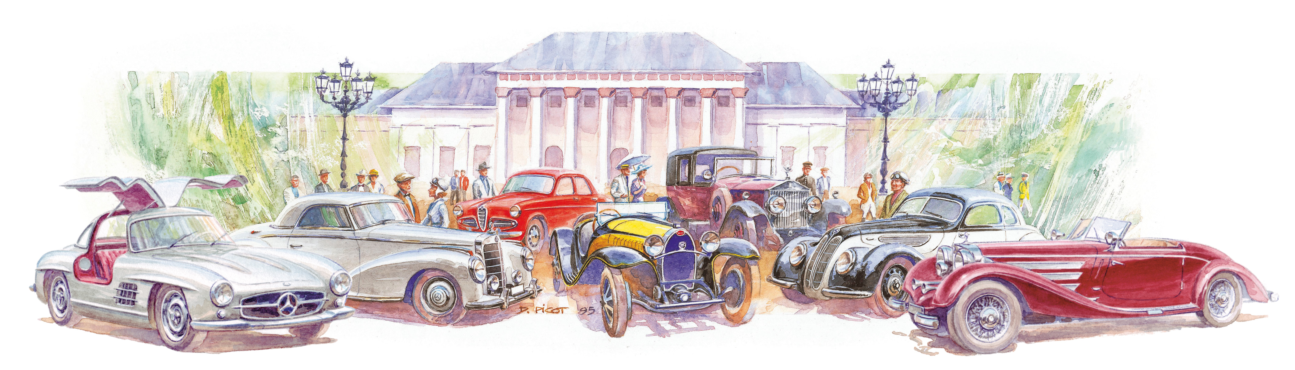 Aquarell Oldtimer-Meeting Baden Baden 2011