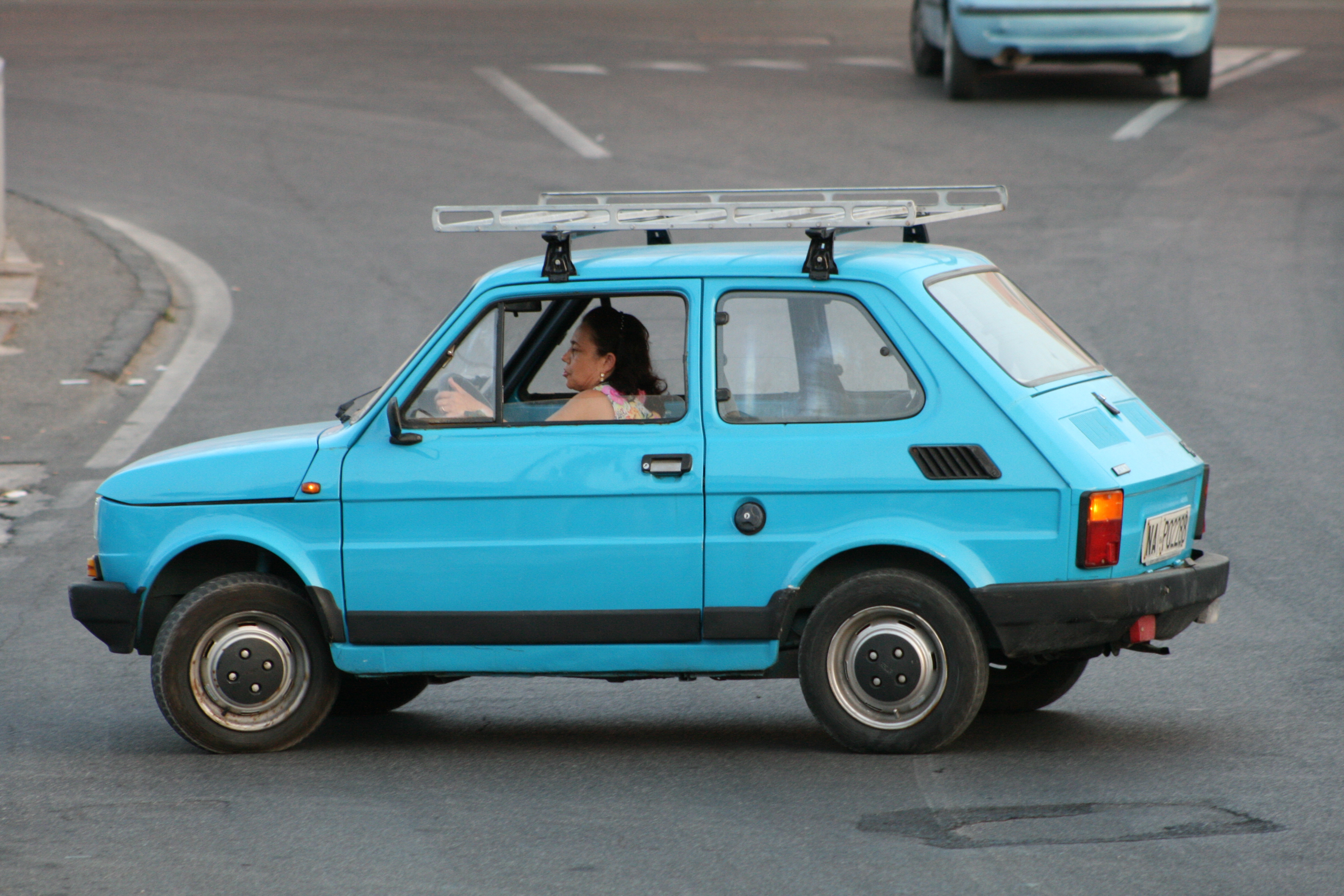 Blue Fiat 126 in Italy