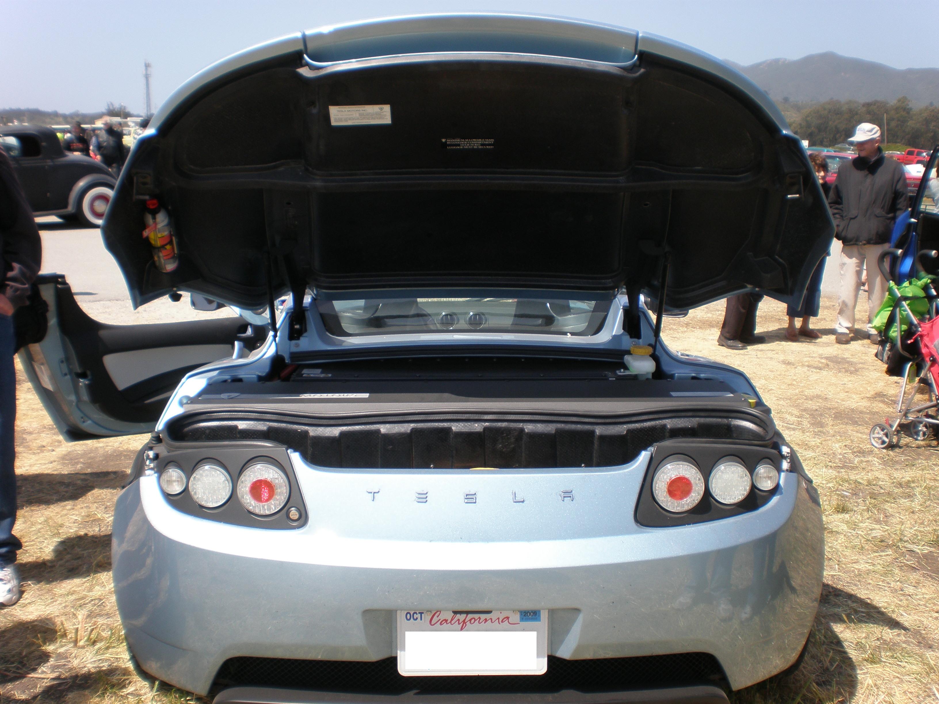 Blue Tesla Roadster rear