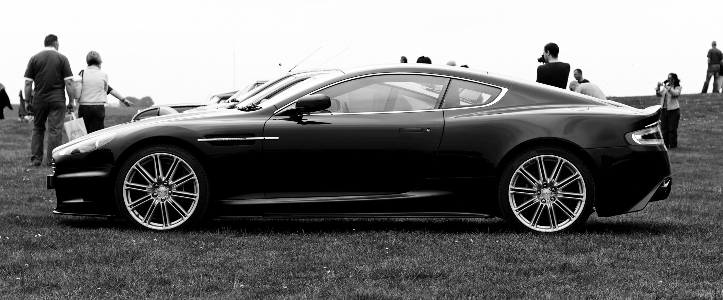 Aston Martin DBS V12 coupé (side) b-w