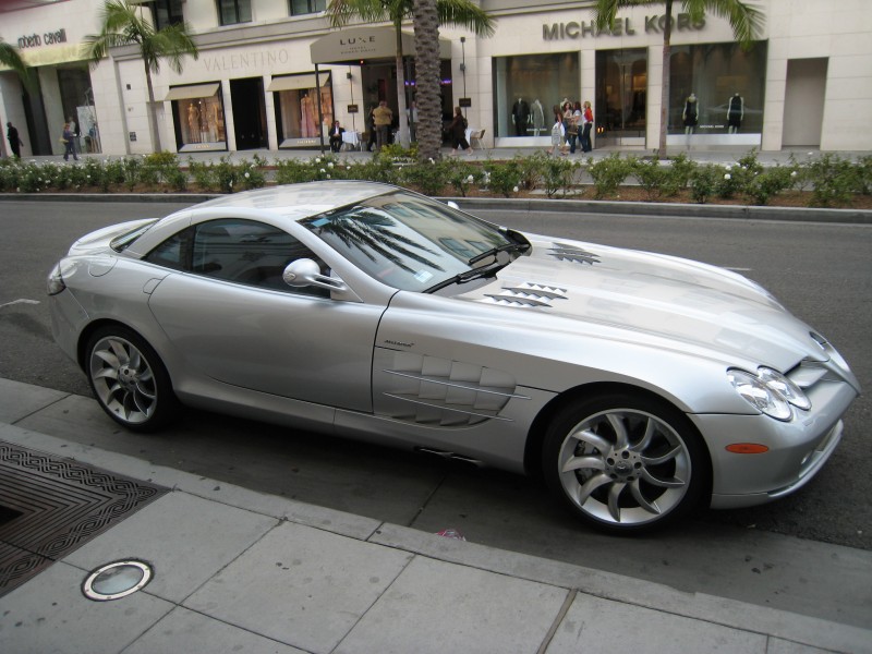 Mercedes-benz SLR parked on rodeo drive