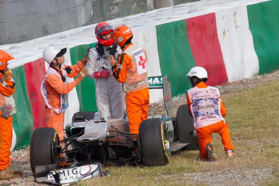 Michael Schumacher after crash 2012 Japan FP2
