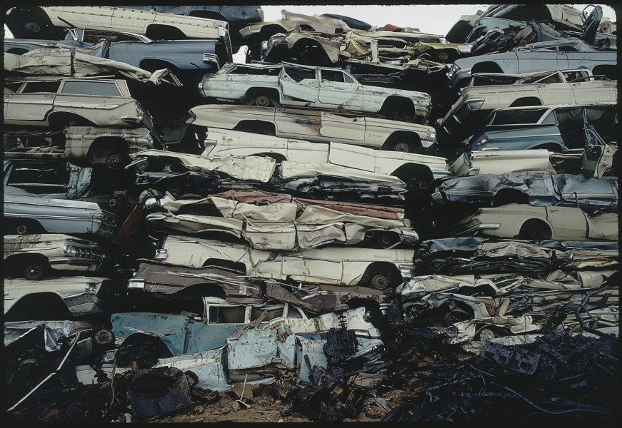 PILE OF WRECKED AUTOS AT KLEAN STEEL CO - NARA - 542656