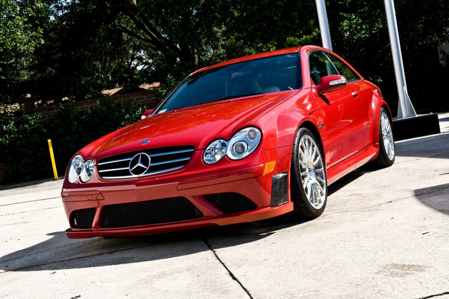 Red MB CLK 63 AMG BS front