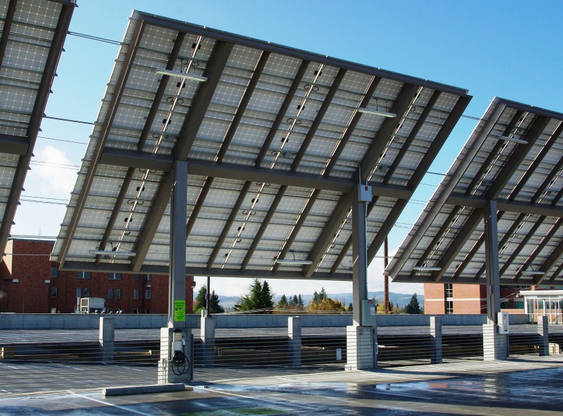 Solar panels back at the Hillsboro Intermodal Transit Facility - Hillsboro, Oregon