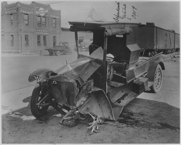 Wrecked truck. Omaha - NARA - 283749