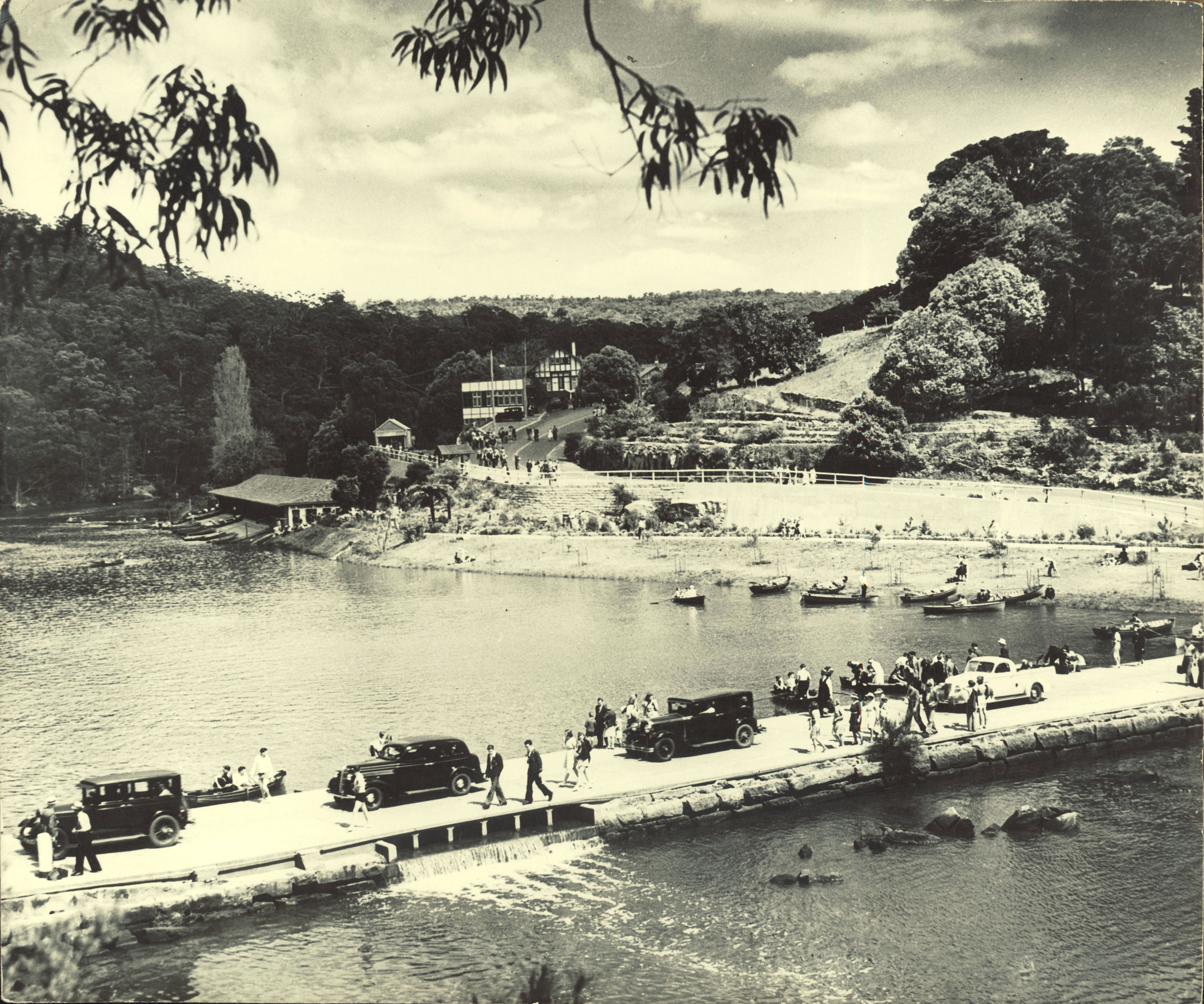 Cars crossing the causeway at Audley (3942088361)