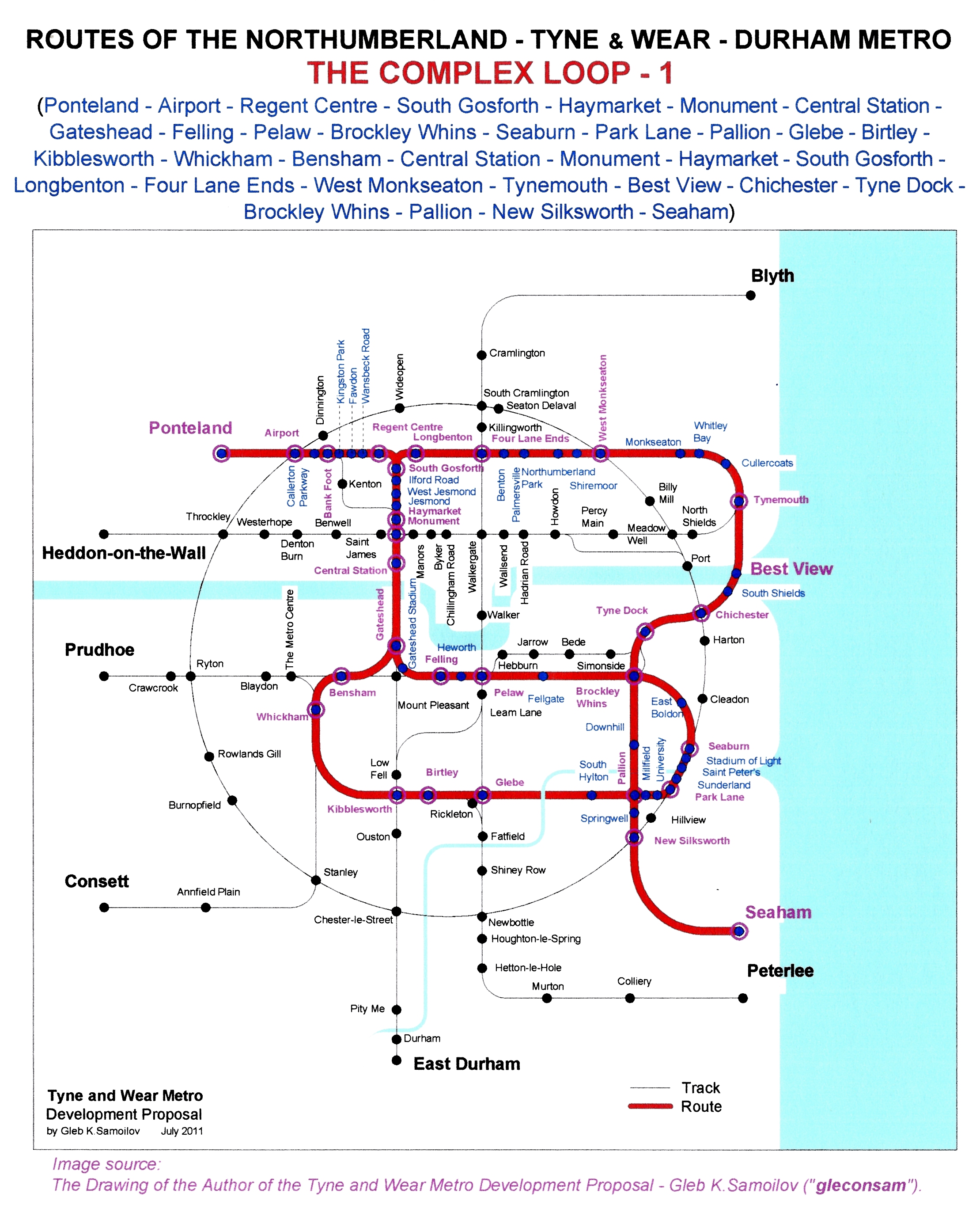 The Tyne and Wear Metro. Developed network routes. The COMPLEX LOOP -1
