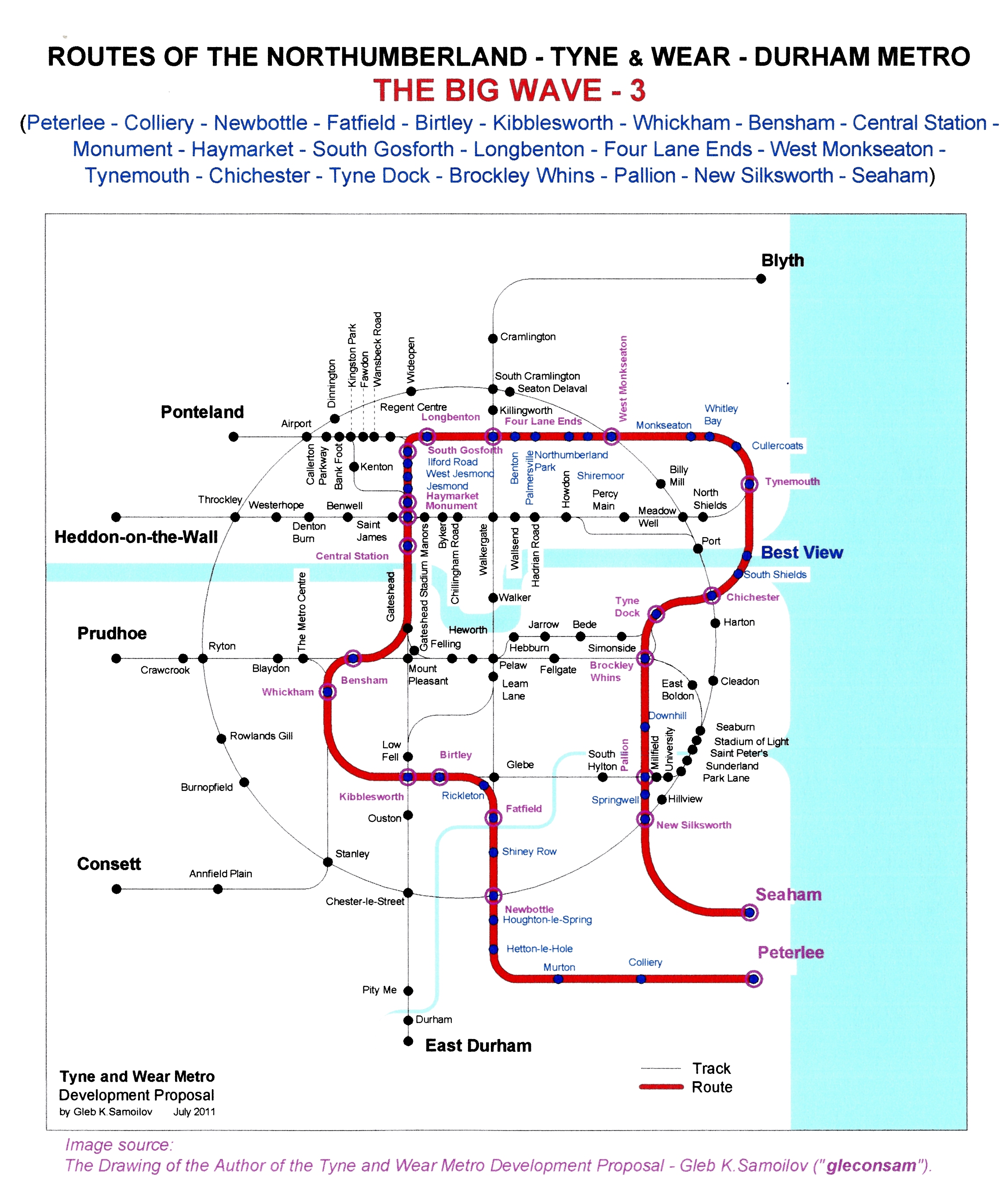 The Tyne and Wear Metro. Developed network routes. The BIG WAVE-3